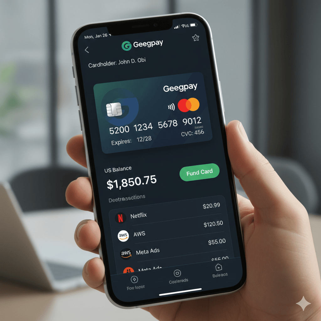 A conceptual digital display of a virtual dollar card on a smartphone screen