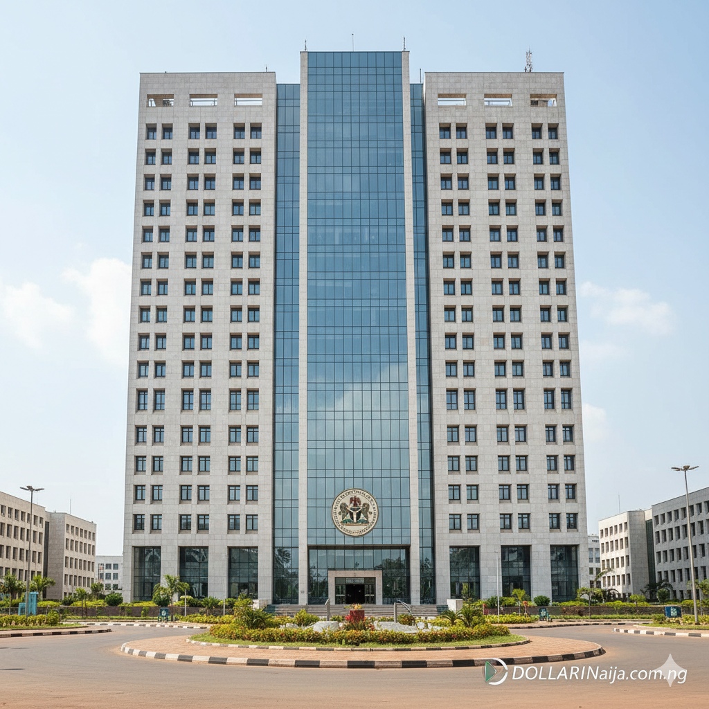 A neutral architectural photo of a central bank building representing financial regulation in Nigeria.