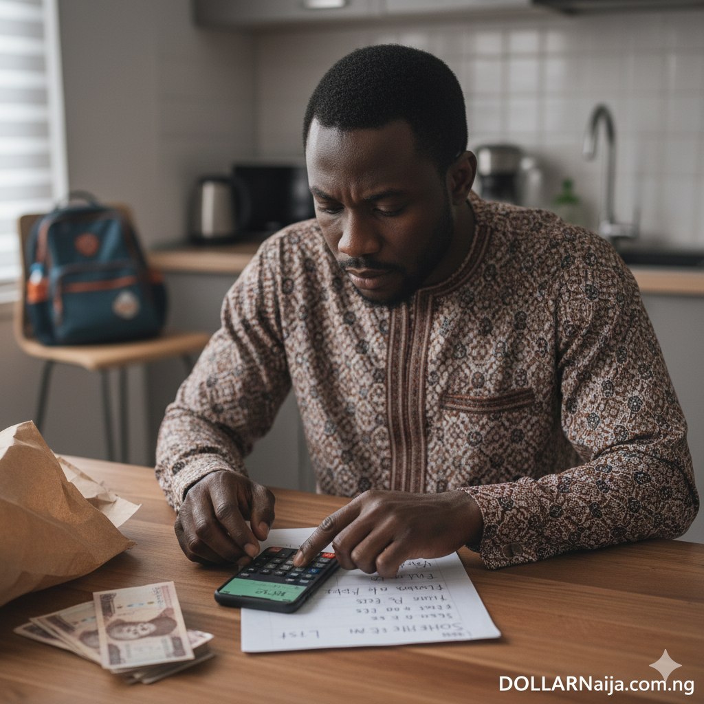 A person looking at a shopping list or calculator, symbolizing the impact of exchange rates on household budgeting.