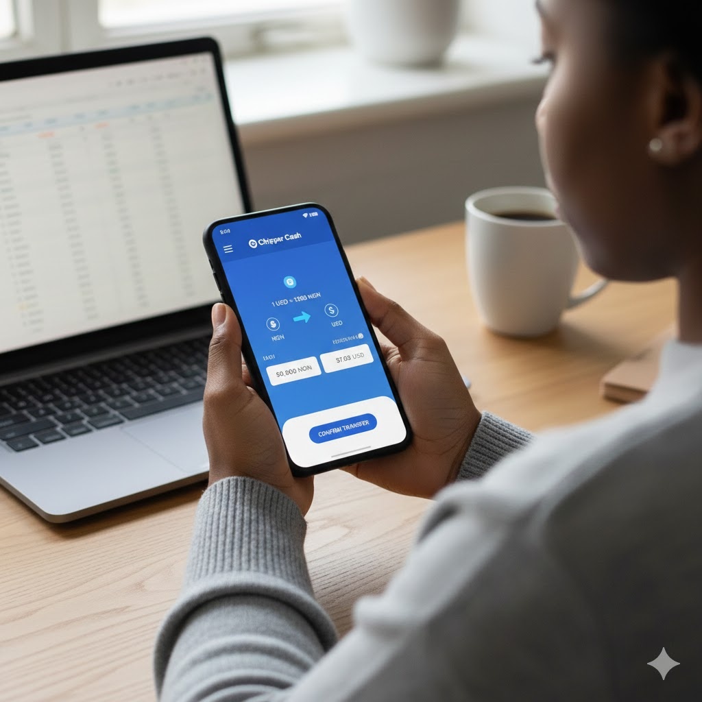 A person using a mobile banking application on a smartphone for digital currency transactions.