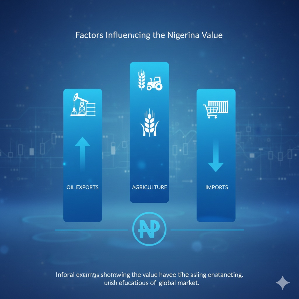 Infographic showing factors that influence the value of the Naira in the global market.
