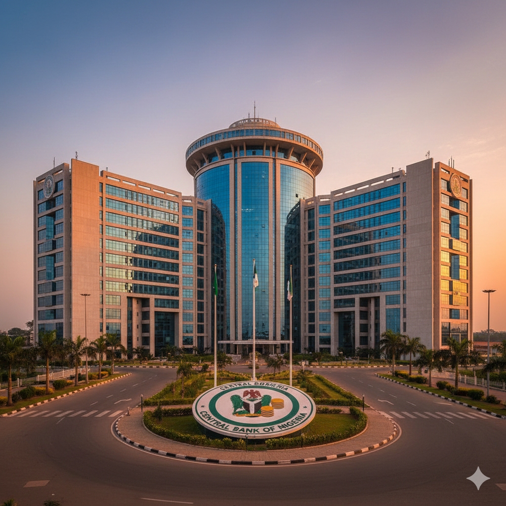 The Central Bank of Nigeria building, representing official financial regulation and monetary policy.