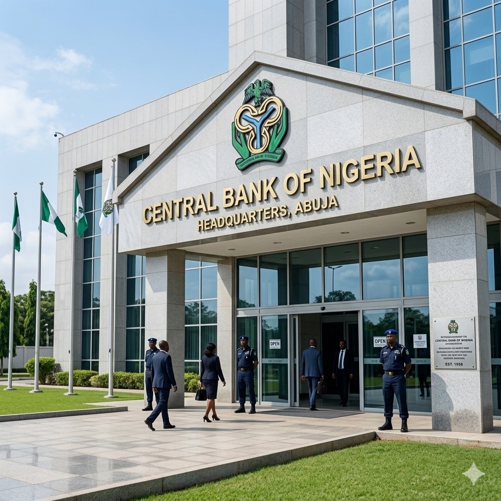 The exterior of the Central Bank of Nigeria headquarters in Abuja, representing Nigerian financial regulation.